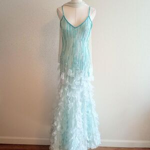 Y2K Silk Floral Beaded Sequin Mermaid Prom Dress